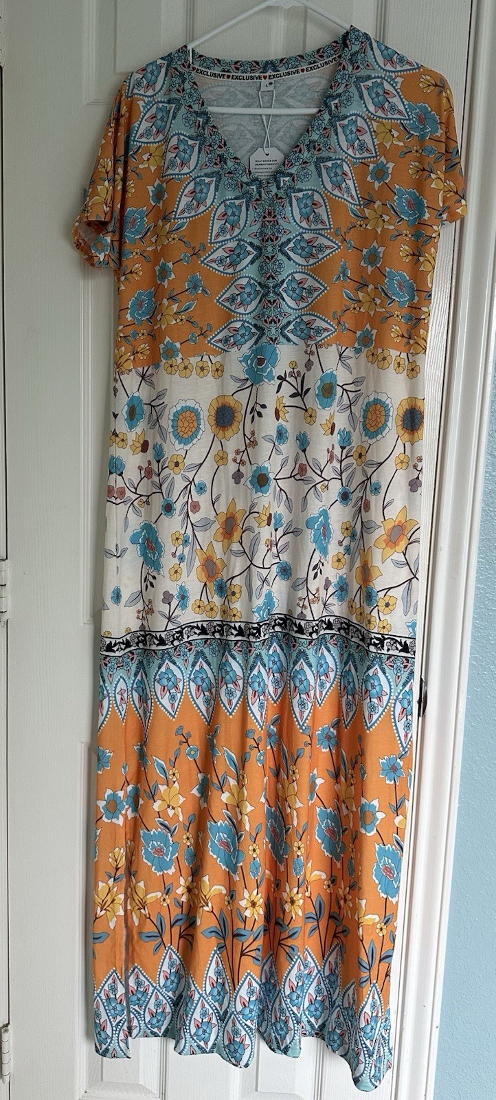 bohemian-style floral and paisley print maxi dress by Made with Love size Large
