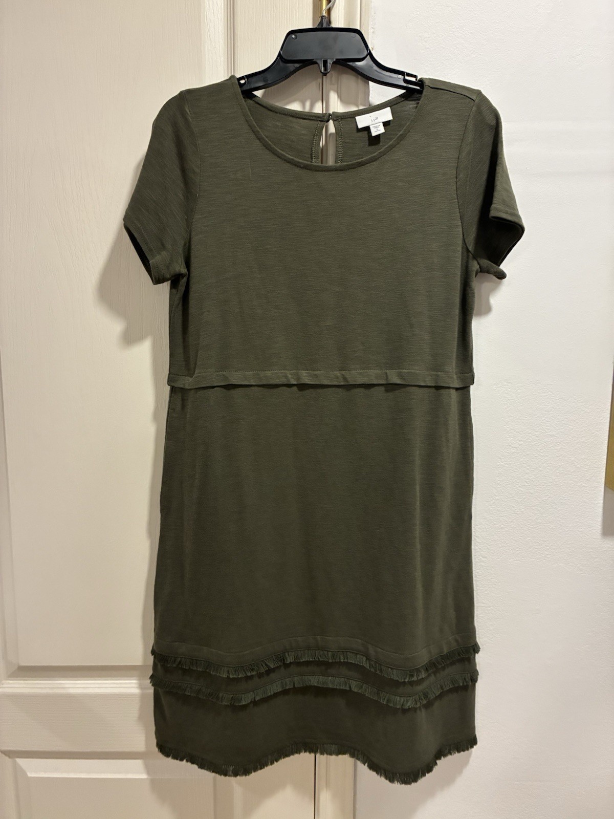 J.Jill Green Solid Knit T-Shirt Dress Knee Round Neck Short Sleeve Petite S