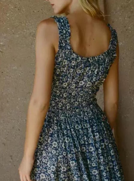 Women Doen Cotton Blend Floral Sleeveless A-line Midi Dress