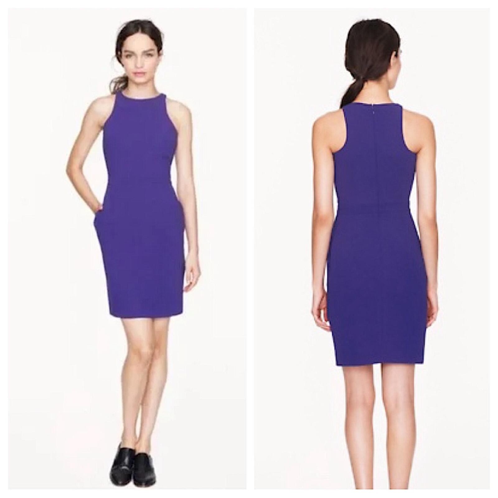 J.Crew Cutaway Crepe Two Pocket Sheath Dress in Byzantine Purple Sleeveless
