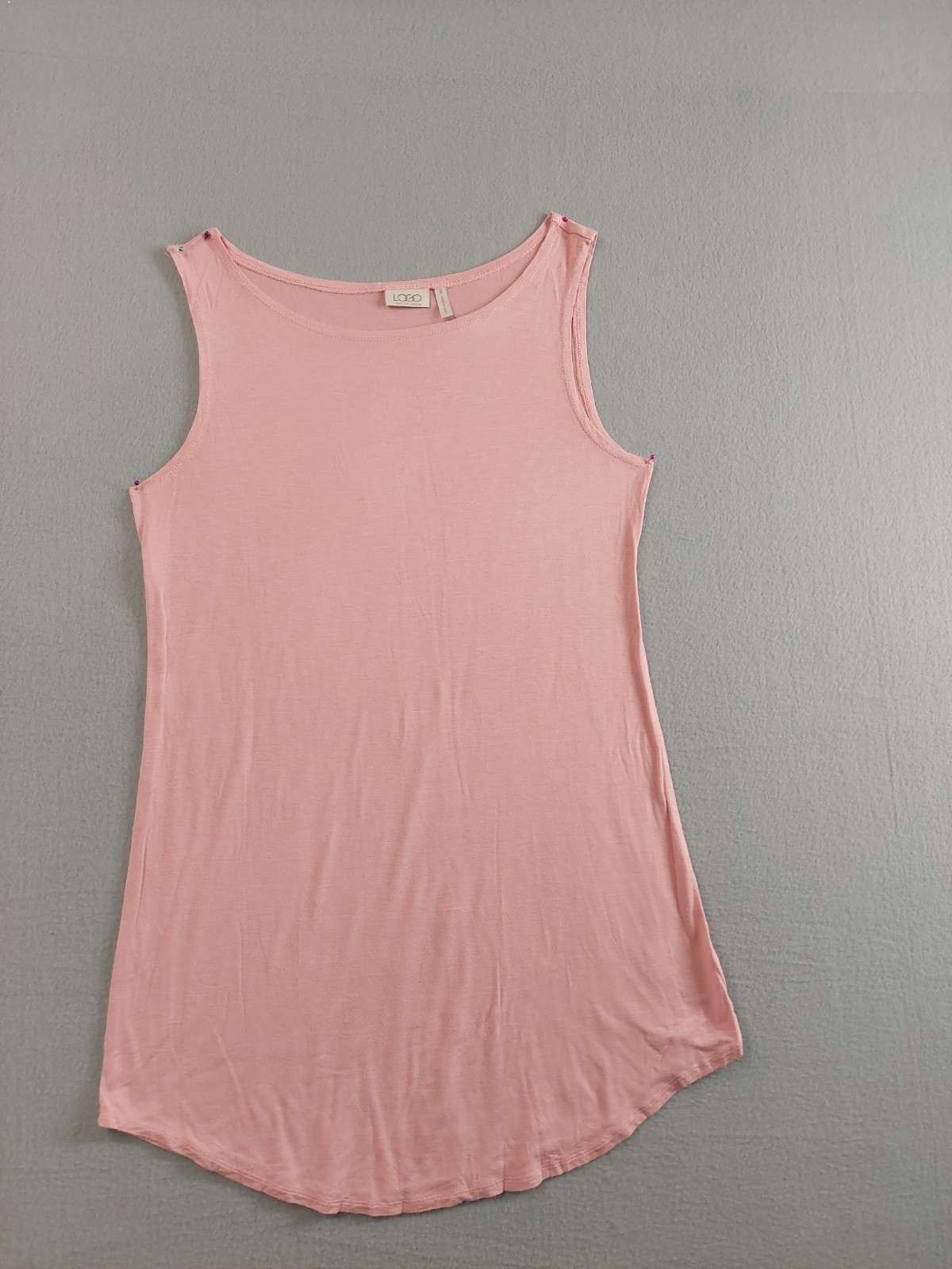 Logo Women Tank Dress M Pink Sleeveless Shift Summer Knee Length Comfort