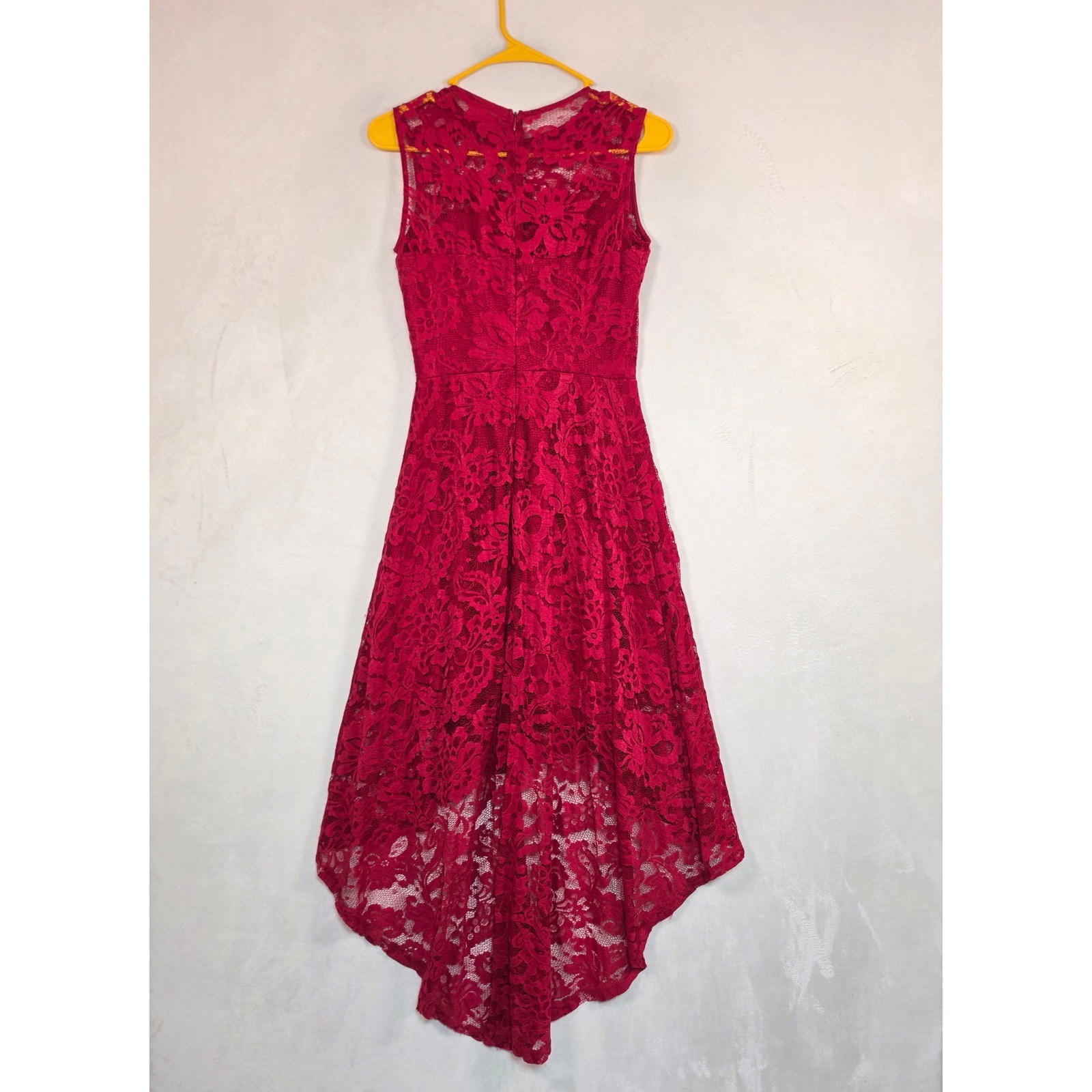 High Low Lace Dress Women’s S Fuchsia Formal Party Cocktail Fit Flare Romantic