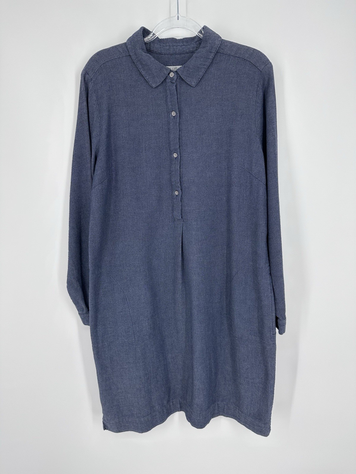 J Jill Denim Roll Tab Sleeve Dress 100% Cotton Dark Blue Women’s Size Medium