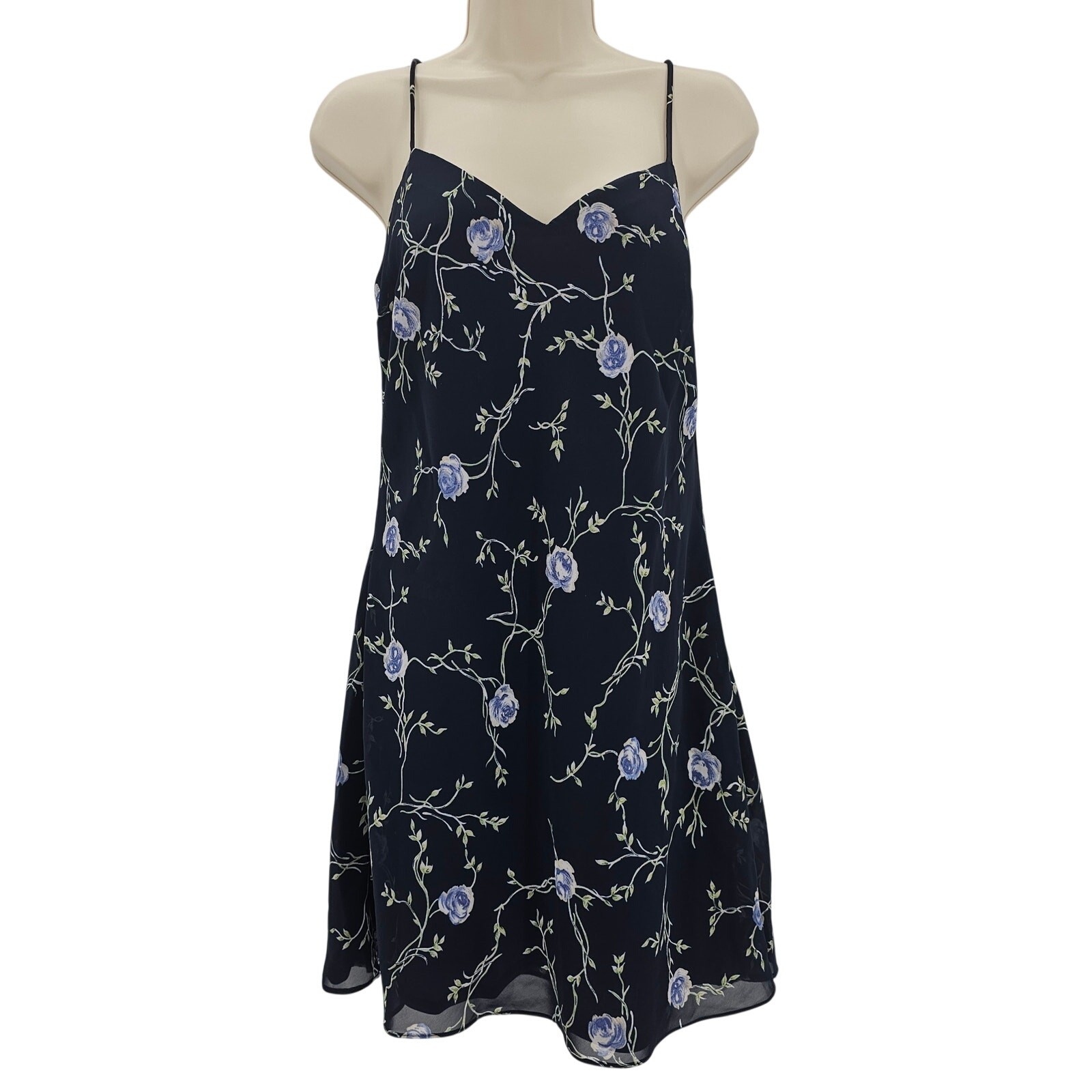 VTG Rampage Womans size 7 Floral Slip Mini Dress Blue 90s Y2K Whimsigoth Flaw