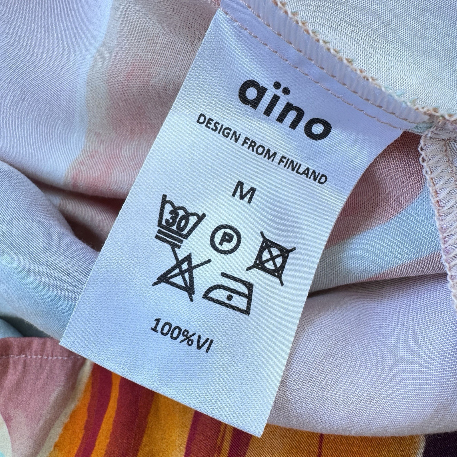 Aino Finland Tulip Dress Size M Abstract Leaf Print Pockets Lagenlook Arty Boho