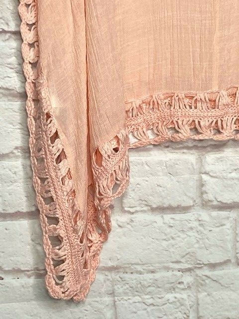 Large/XL/1X/2X New Soft Peach Gauze Crocheted Lace Beach Cover-Up Top Dress 50$