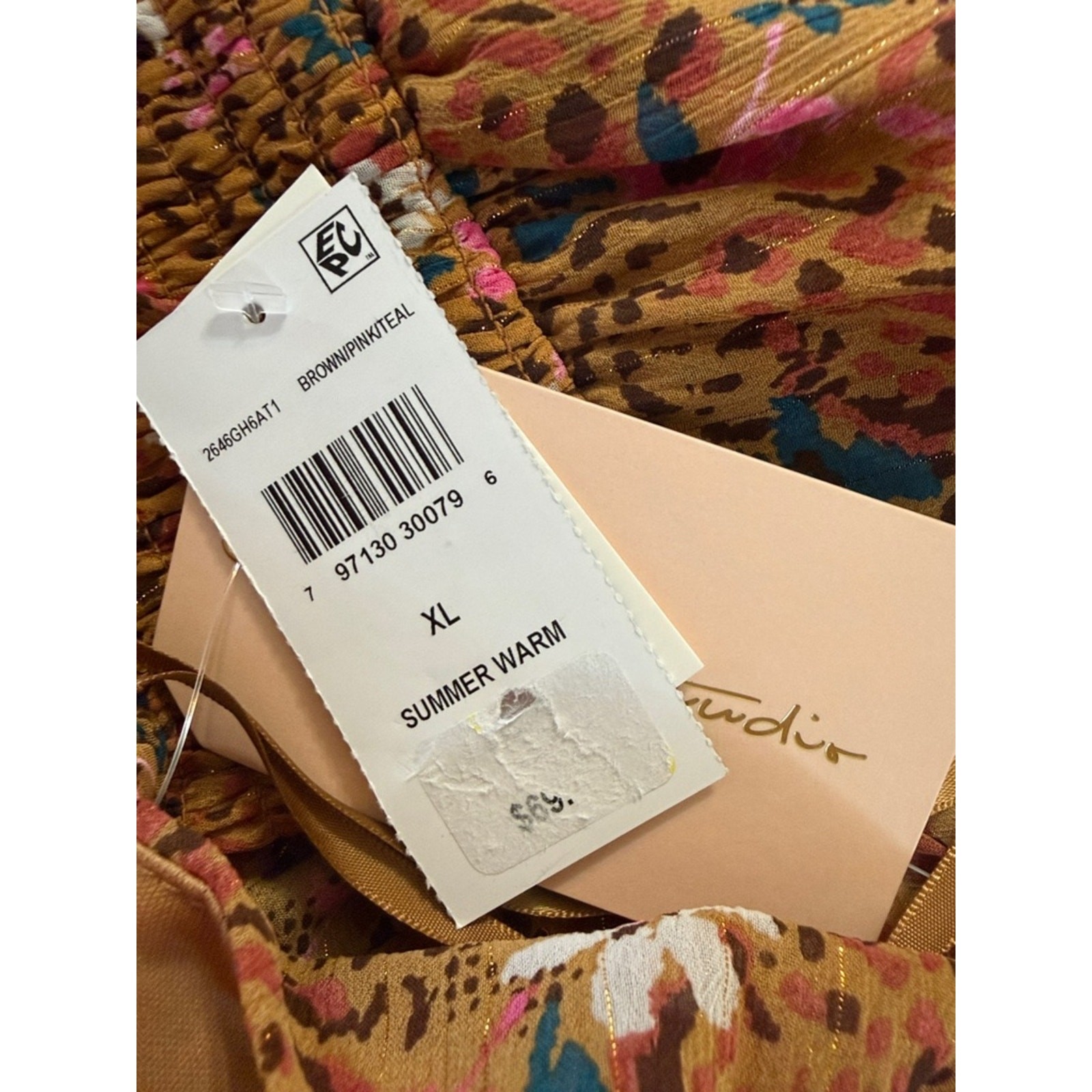 City Studios Ditzy Floral Tiered Tie Strap Mini Dress Brown NWT Juniors XL