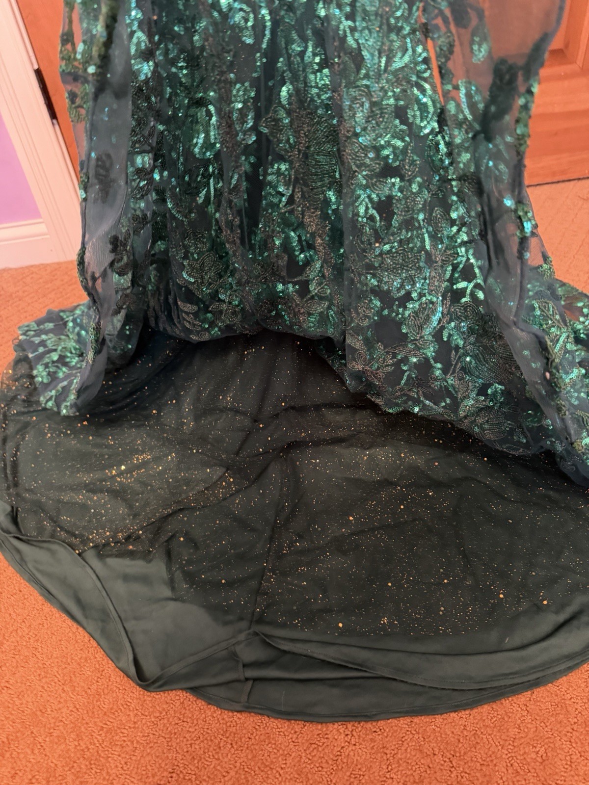 Morilee Green Sequin Open Back Fitted Mermaid Prom Dress Size 8 RETAIL $600
