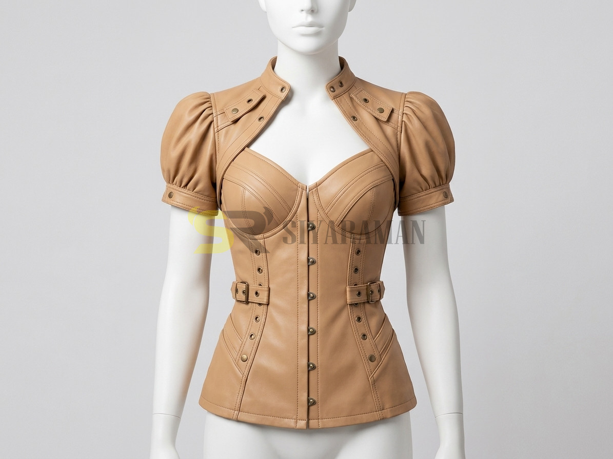 Women’s Real Lamb Leather Corset Bustier Top Gothic Steampunk Punk Custom Fit