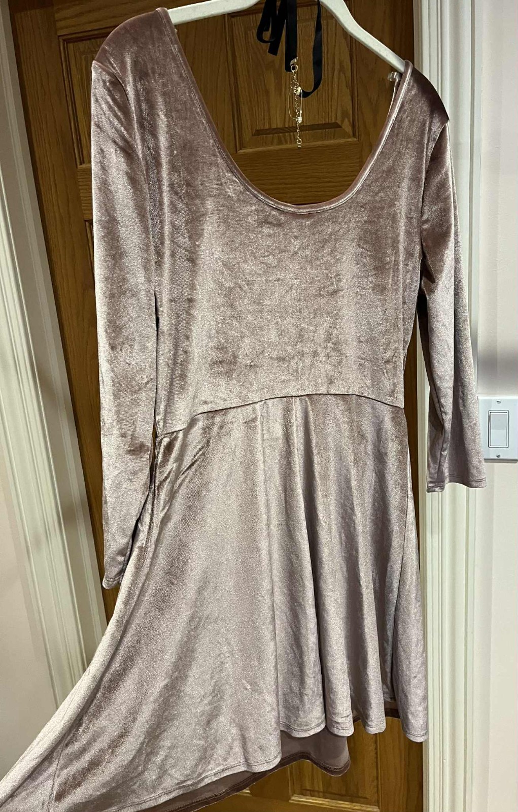Dusty Rose Velvet Skater Dress XL choker neckless included