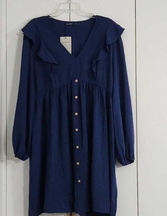 Kojooin Dress Blue Long Sleeve Size 2XL