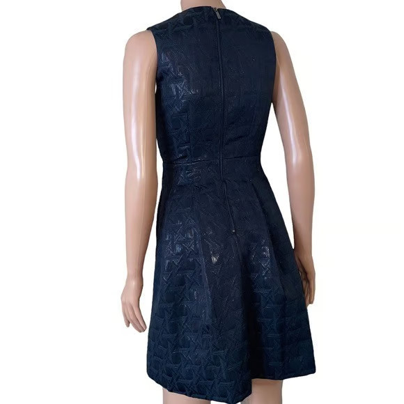 Kirna Zabete for Target Black Pattern with Sheen A-Line Pleated V-Neck Dress