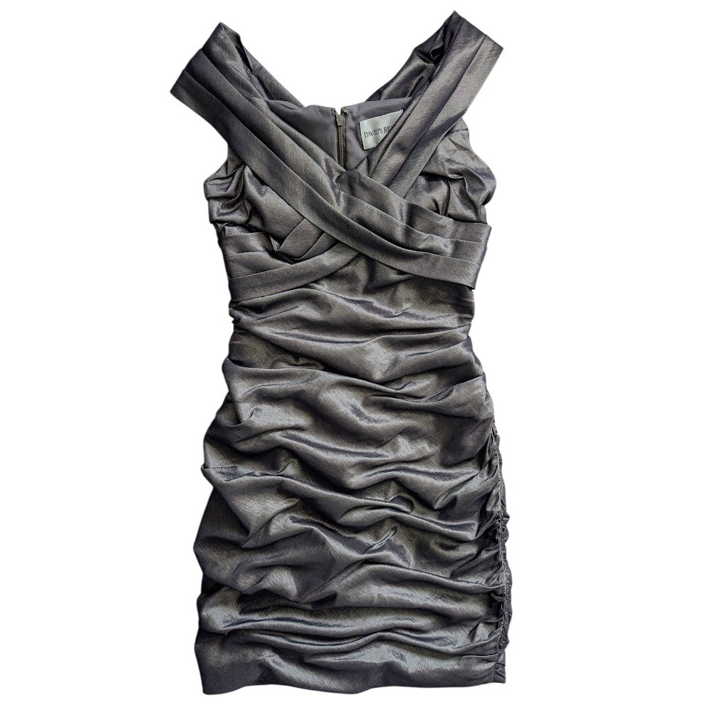 Ruched Off Shoulder Cocktail Dress 6 Satin Event Party Cocktail Evening Stretch
