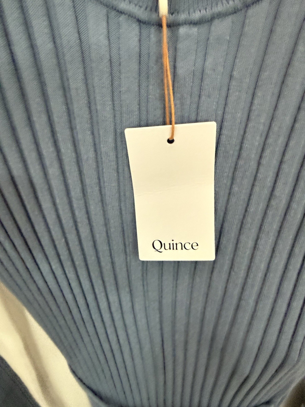 Quince Cashmere Blend Rib Knit Midi Sweater Dress Blue Tie Waist Womens