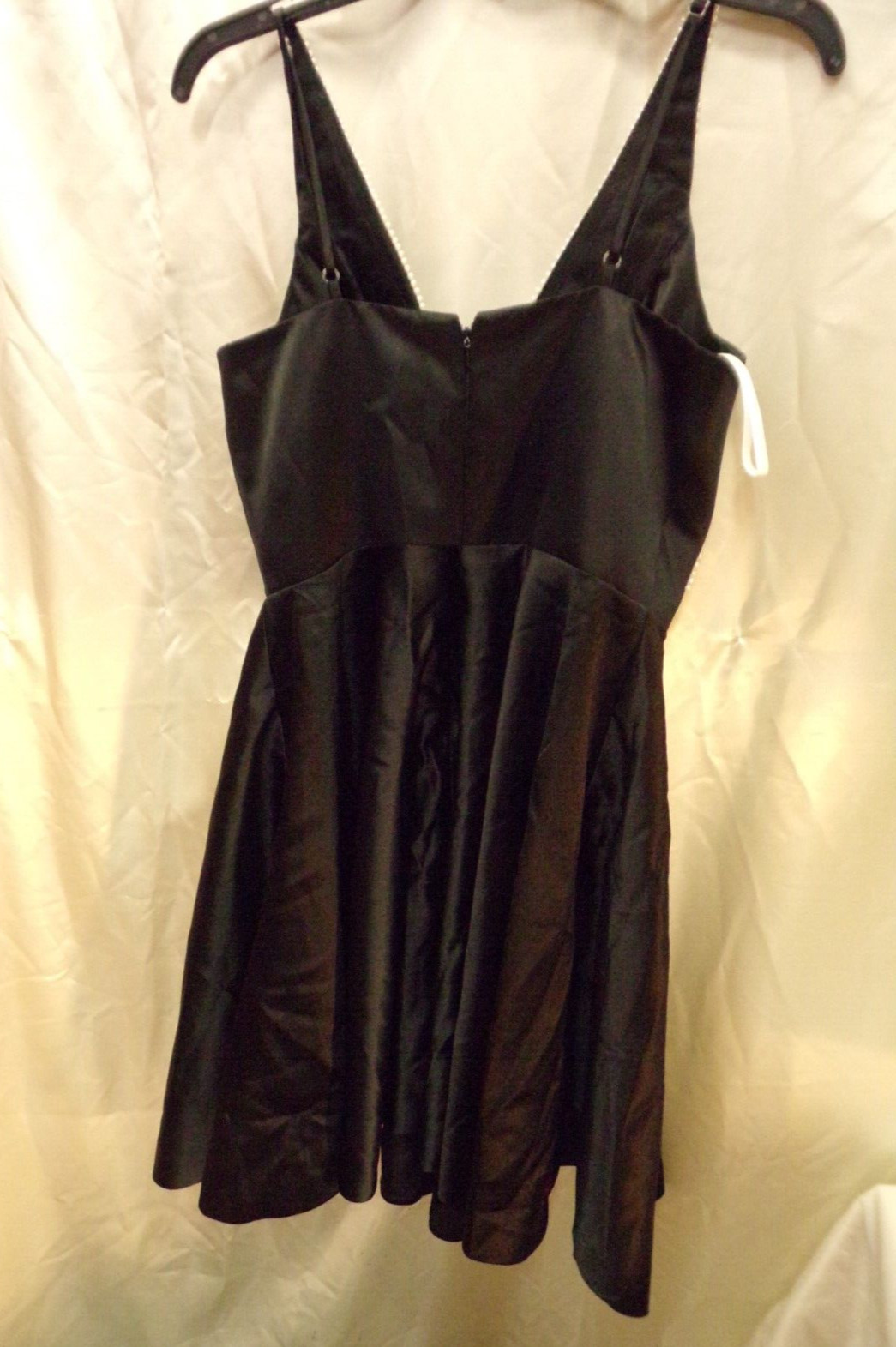Black Dress Spaghetti Strap White Lace Beads V Neck size XS S