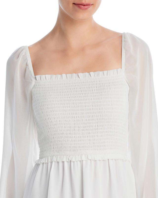 1.STATE Women’s Smocked Ruffle Hem Long Sleeve Dress