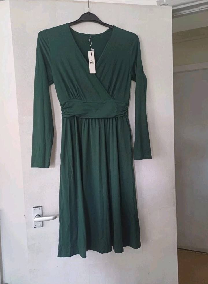 OUGES | Green Midi Dress Long Sleeve Wrap Style | Size S