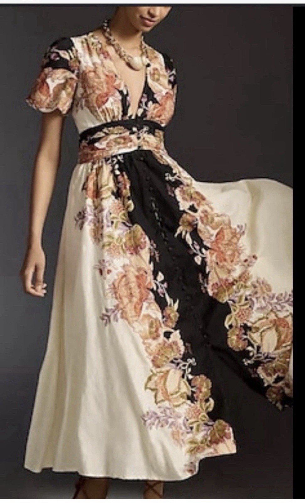Anthropologie The heynasreen Katerina Button-Front Dress Floral Size M NWT
