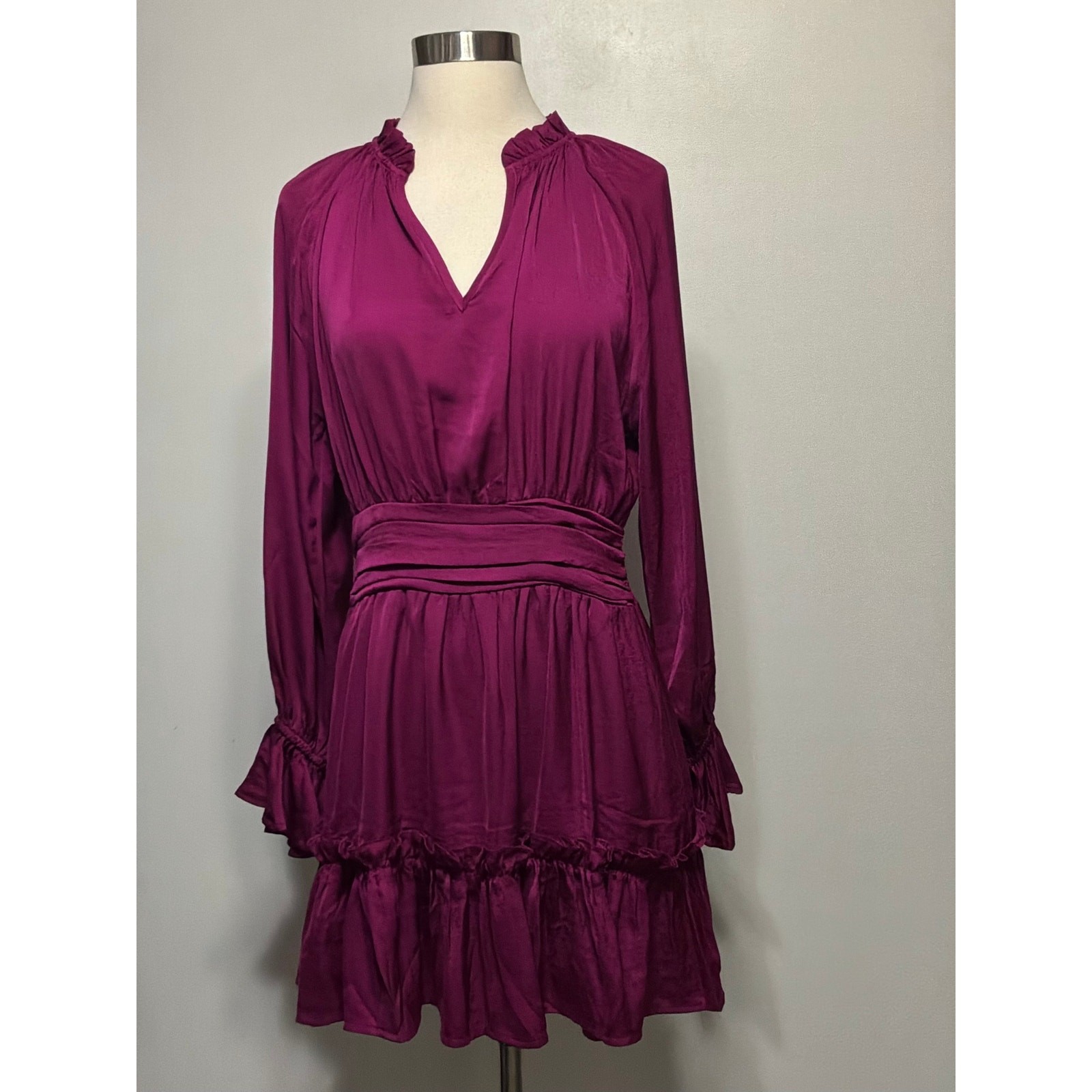 Glam Long Sleeve Mini Dress In Purple Size Medium