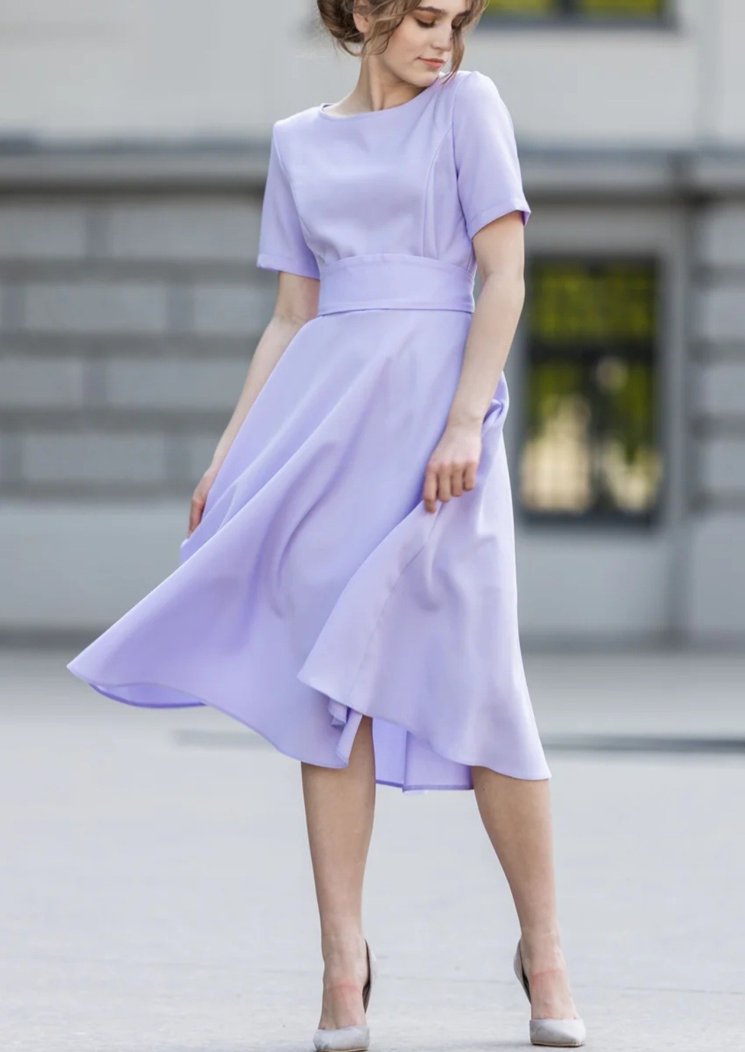 Guntina Lavender Lilac Midi 50s Swing Dress S/M