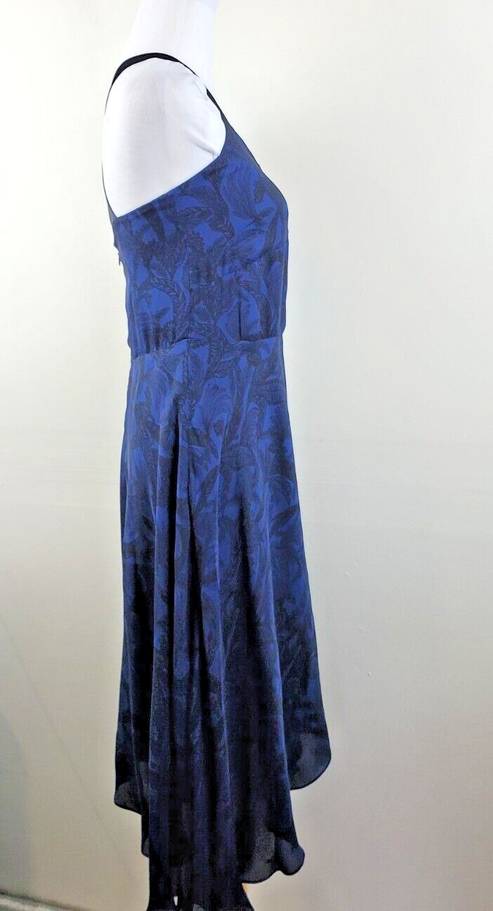 Derek LAM Womens 0 Midi Dress 100% Silk Blue DESIGNER Criss Cross Straps XS