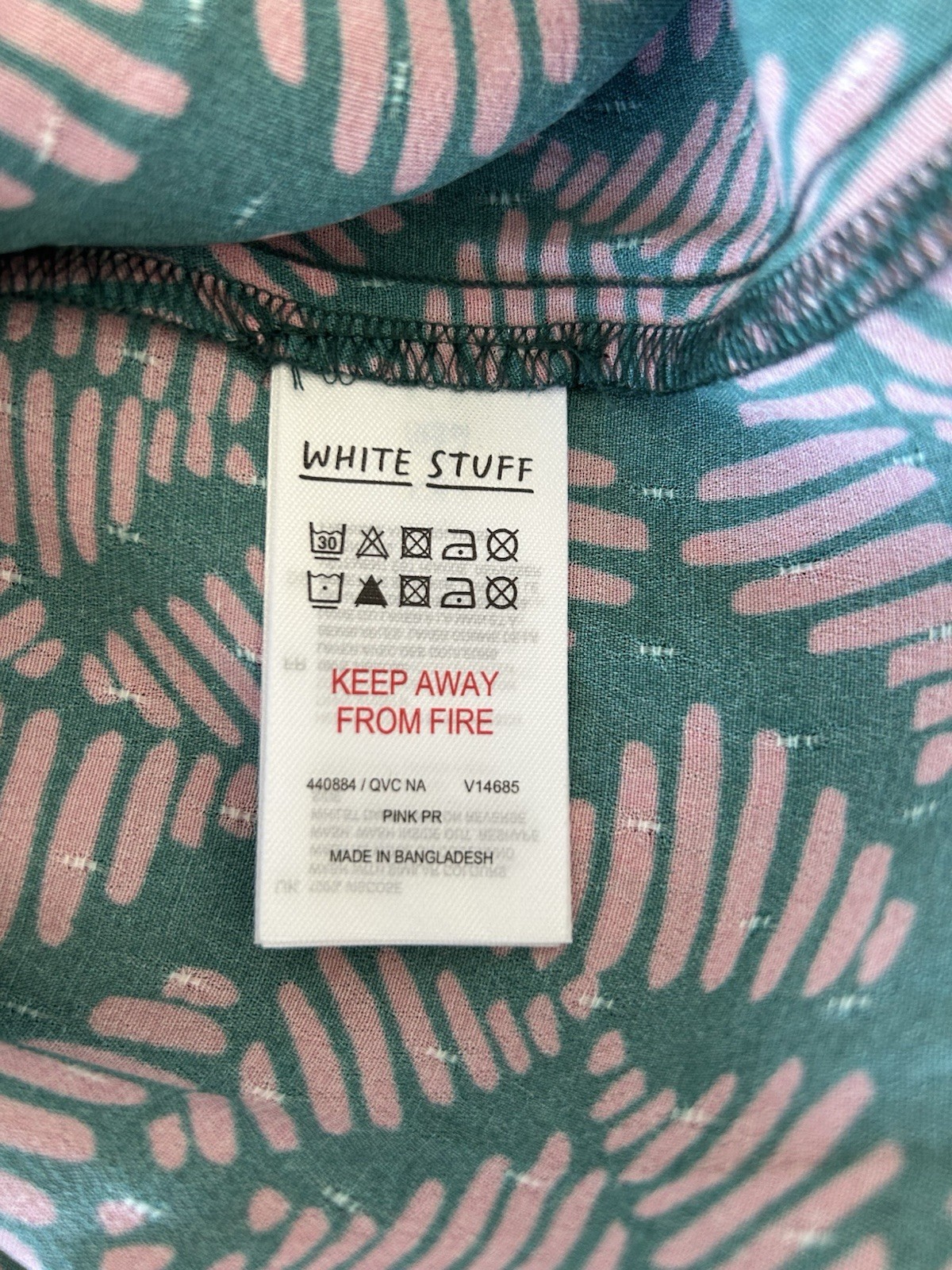 White Stuff Pink Pattern Short Sleeve Long Dress Size18 Tie Belt , Pockets