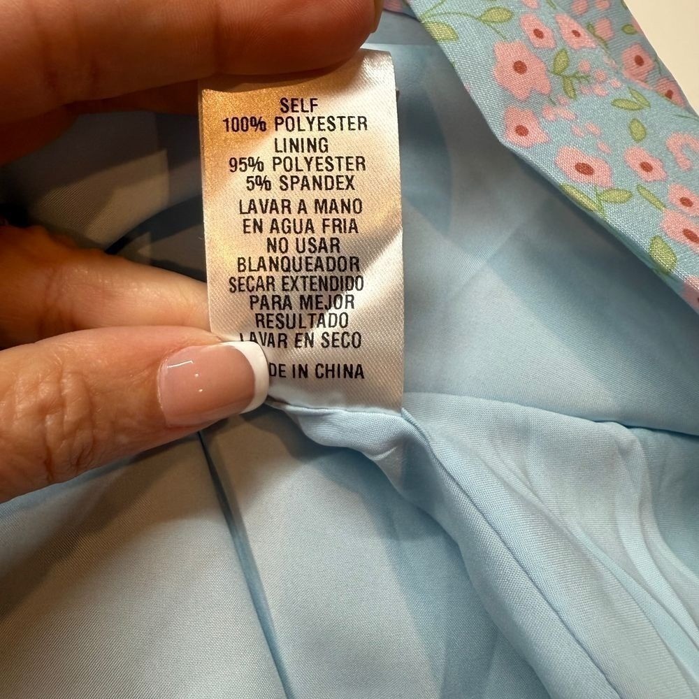 STORIA Closer Than Ever Babydoll Mini Dress Blue Floral Size Small NEW