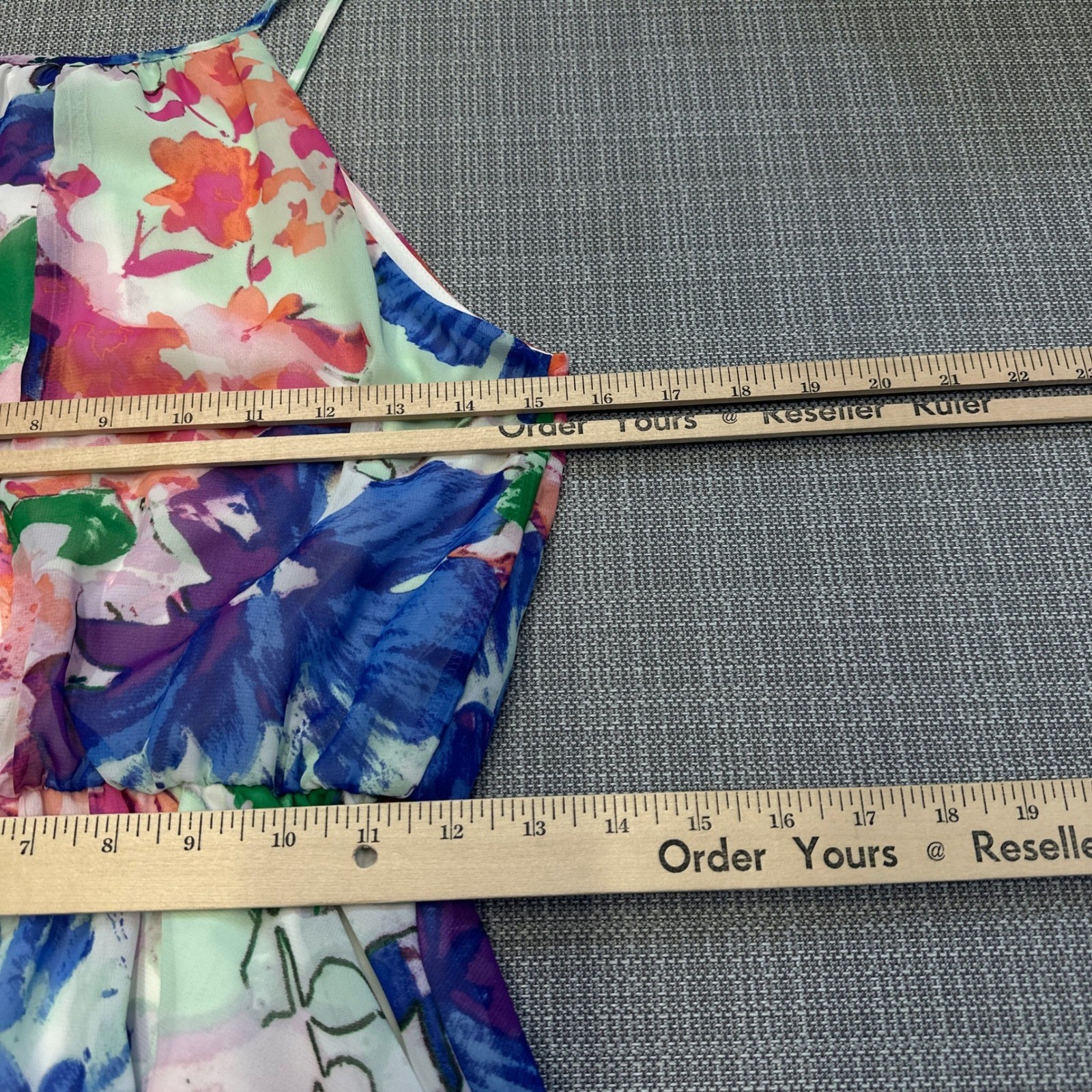 New Indie Fairycore Floral High Low Dress Small Halter Midi Watercolor Cottage