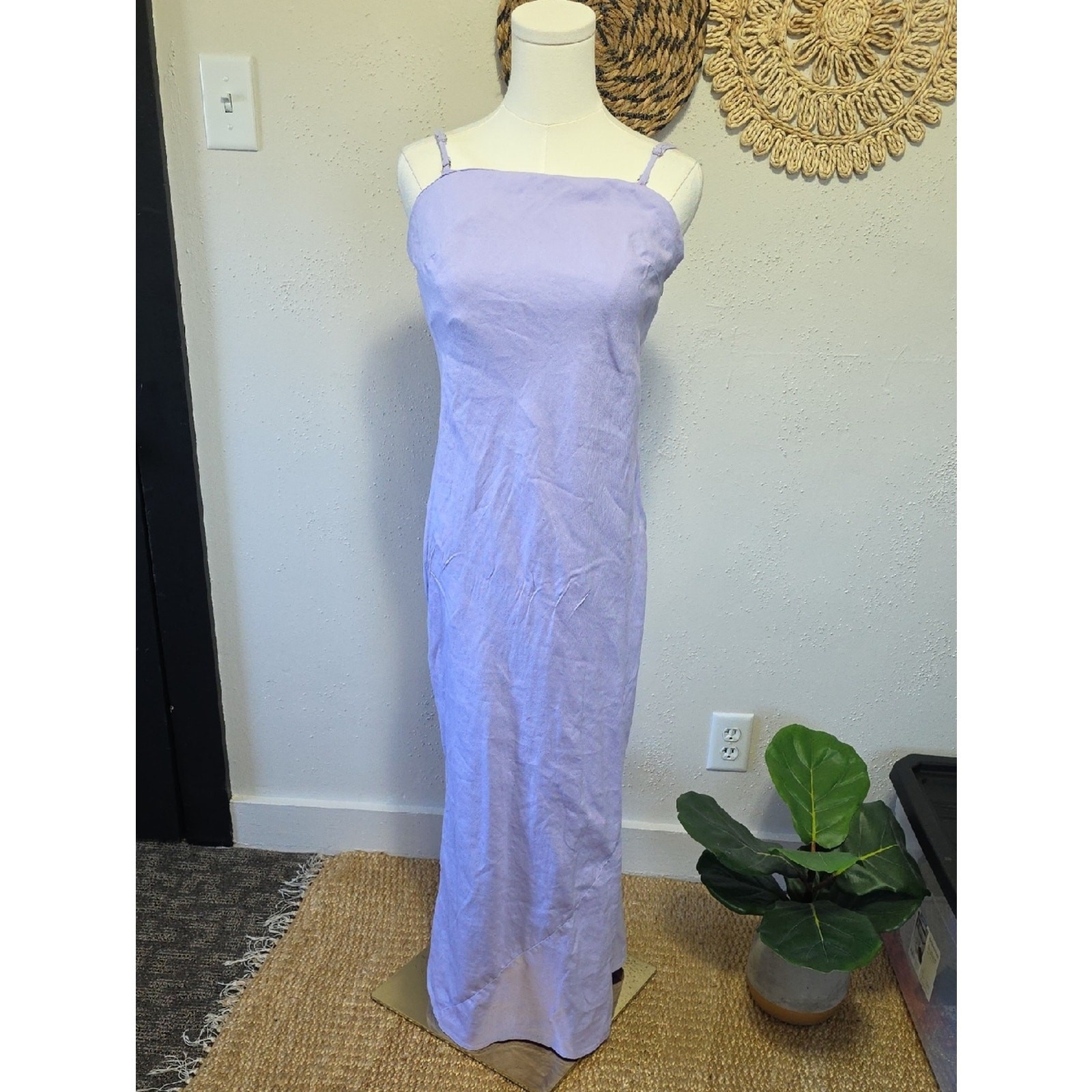 Anthropologie Lavender Linen Blend Cami Strap Maxi Womens S Simple Clean Beauty