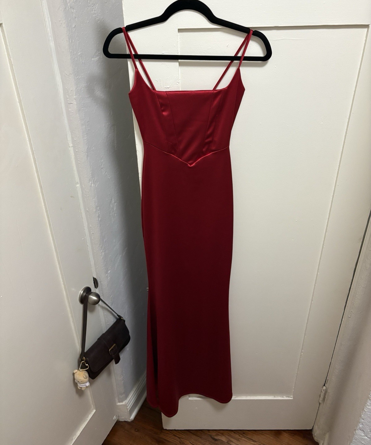 Windsor Women’s XS Red Solid Square Neck Strappy Sleeveless Maxi Dress