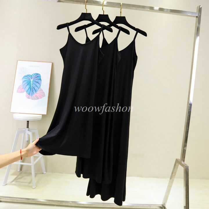 Women Cami Full Slip Plain Long Loose Dresses Camisole Liner Under dress