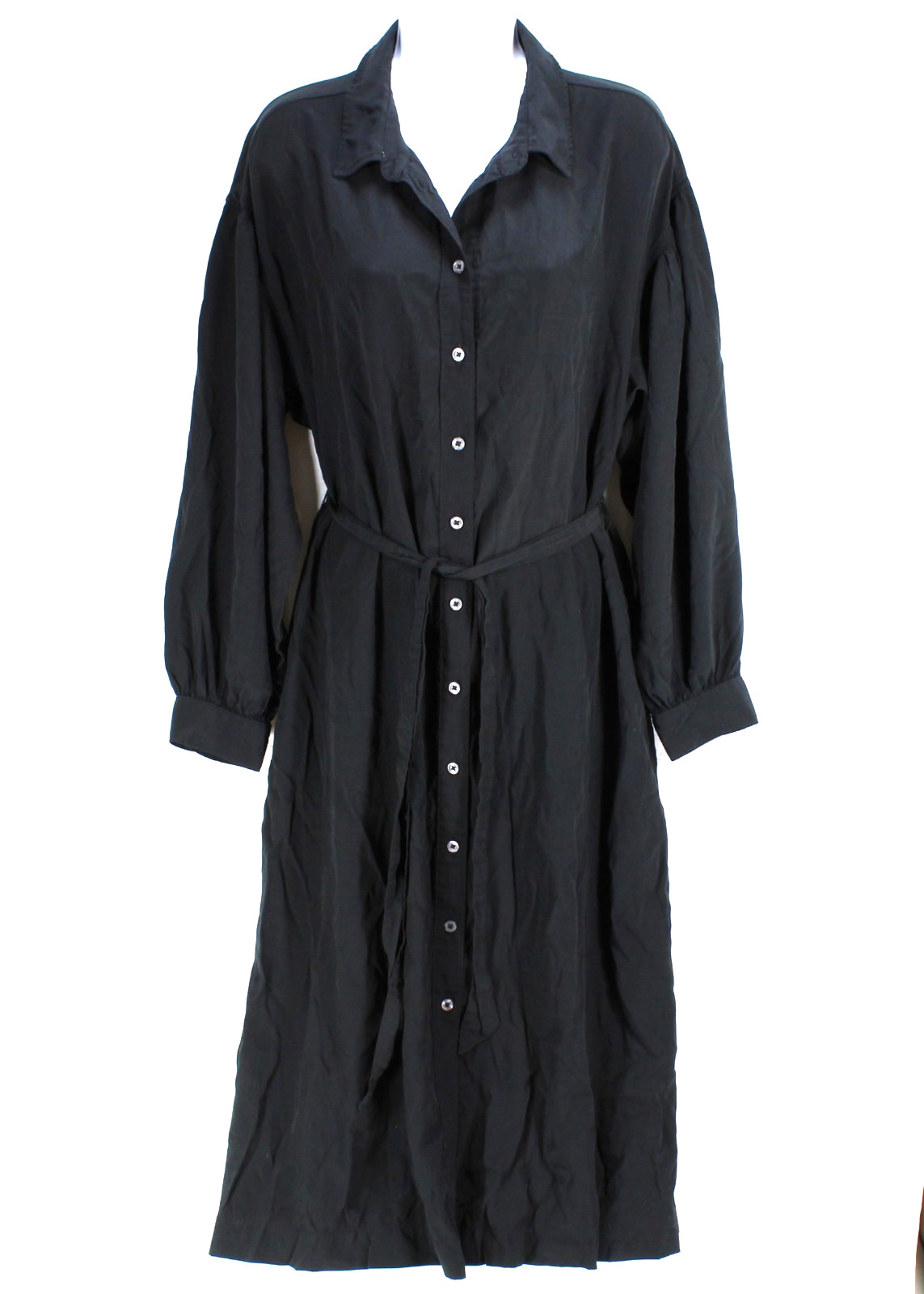 Prologue Dress Women’s Medium M Black Maxi Button Front Long Sleeve Modesty