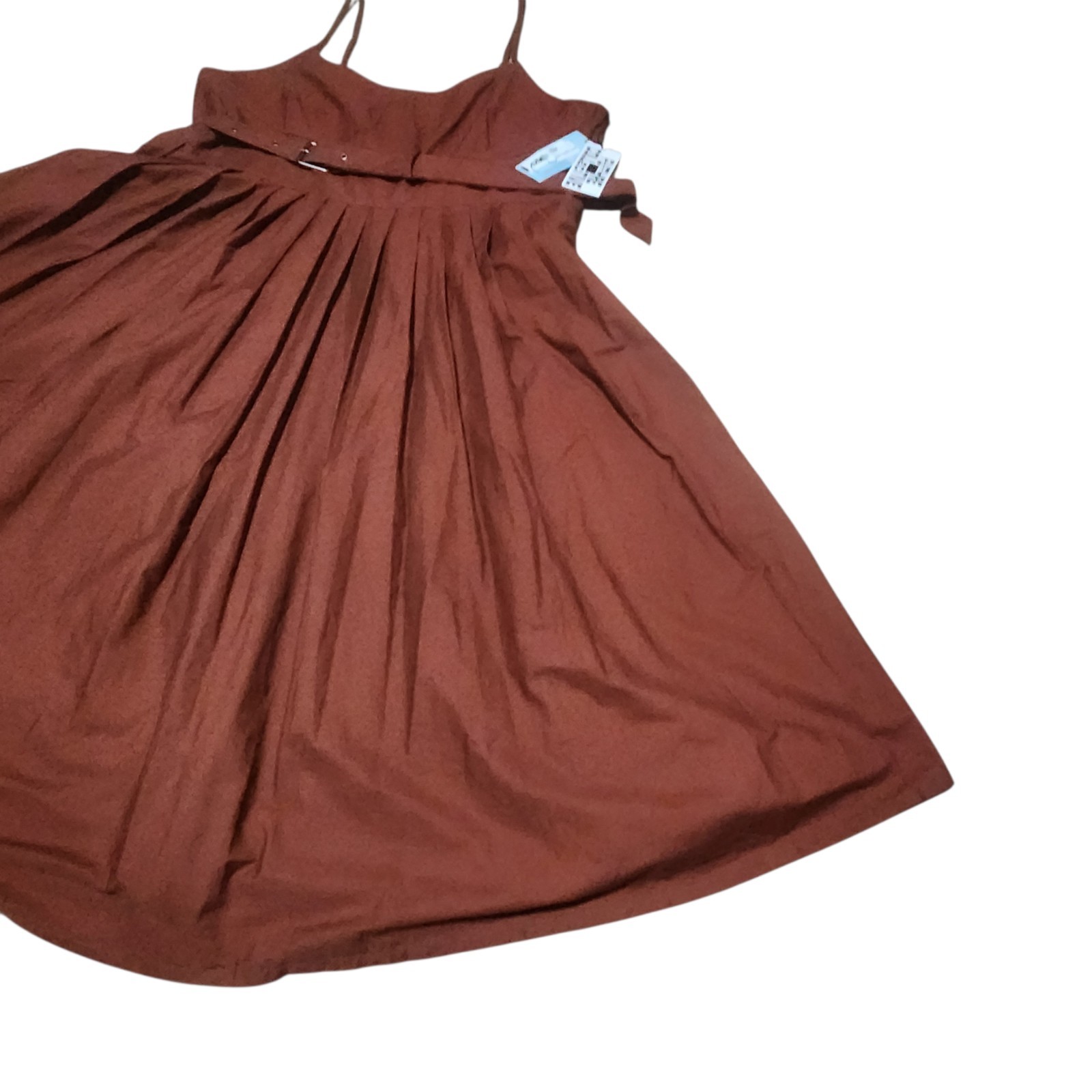 Future Collective Reese Blutstein Pleated Midi Dress Rust Belted Top Size 22 NWT