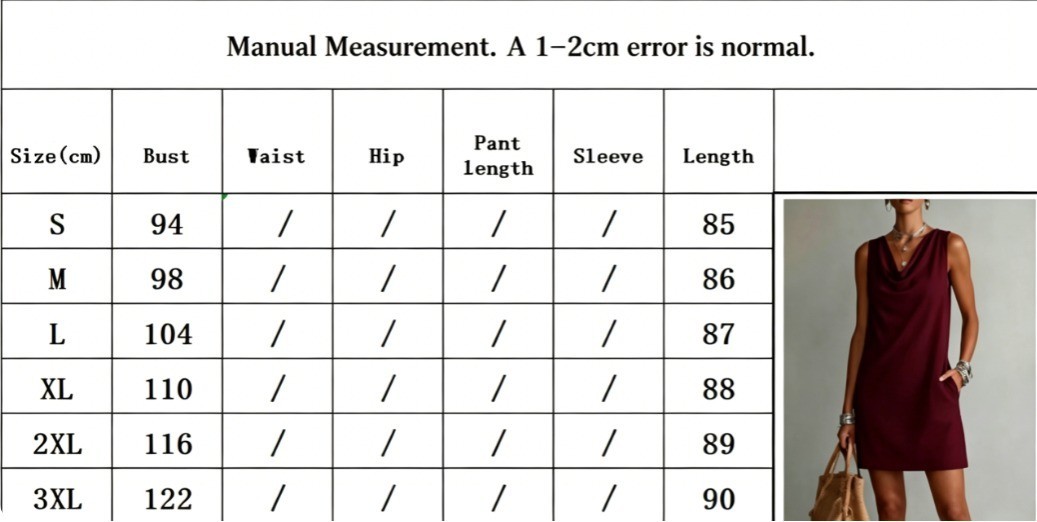 Women Sleeveless Cowl Neck Mini Dress Loose Straight Shift Casual Short Dress
