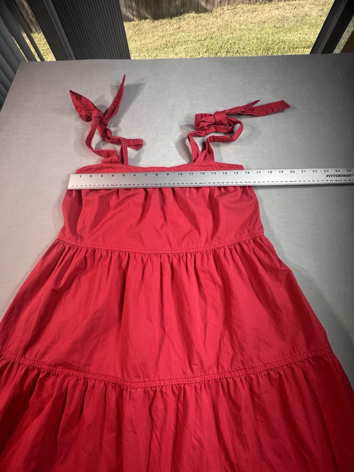 Free Assembly Women’s Red Solid Square Neck Tiered Midi Maxi Sundress Size S