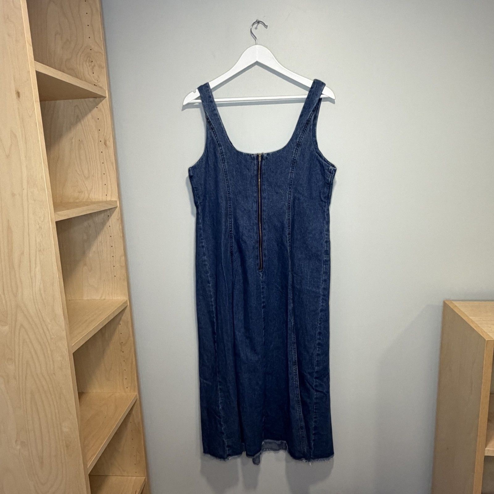 Joie Denim Midi Dress Size Large NWT 100% Cotton Sleeveless Blue Fit & Flare