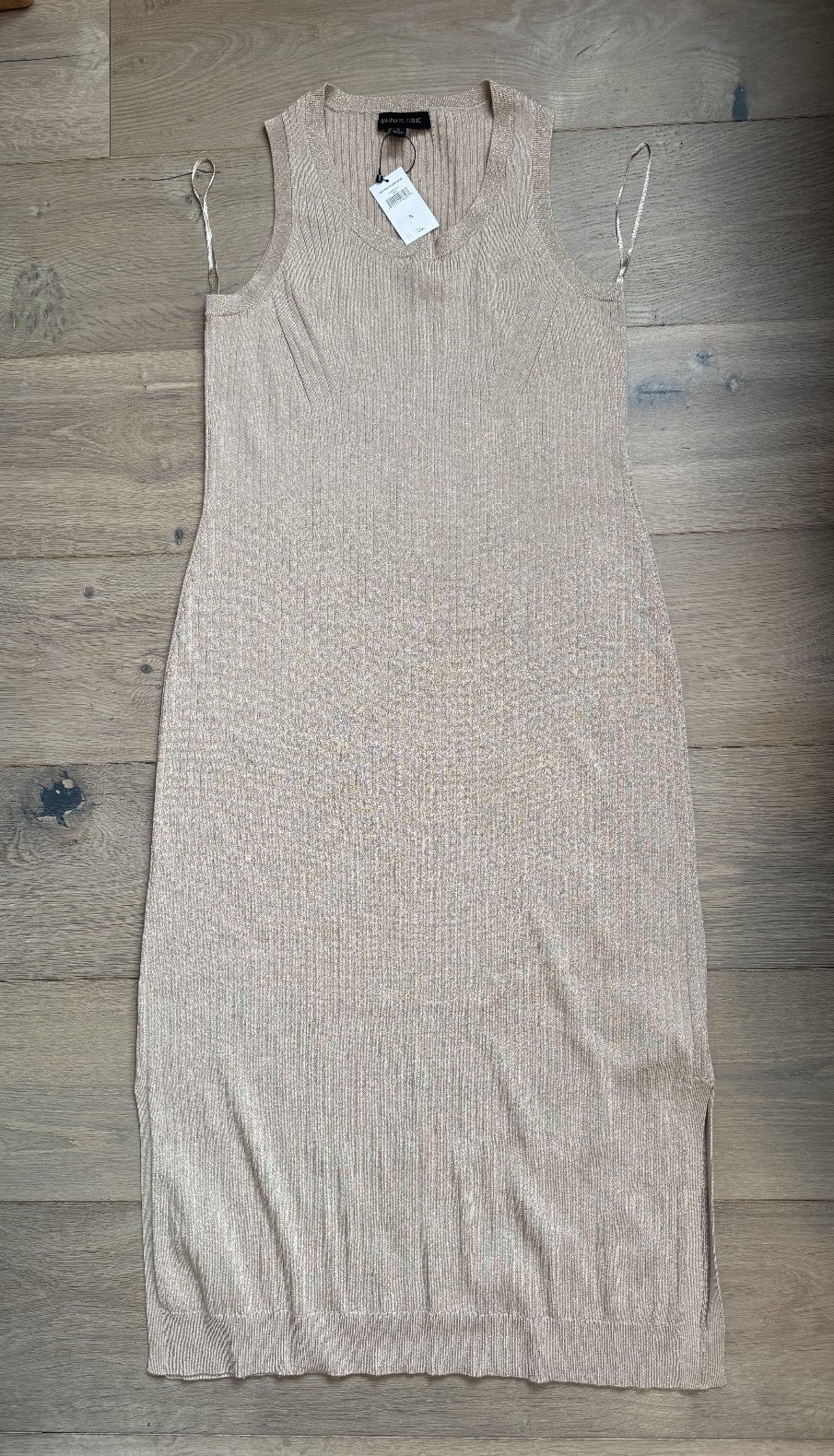 NWT Banana Republic Sweater Dress Gold Metallic Shimmer Ribbed Sleeveless SMALL