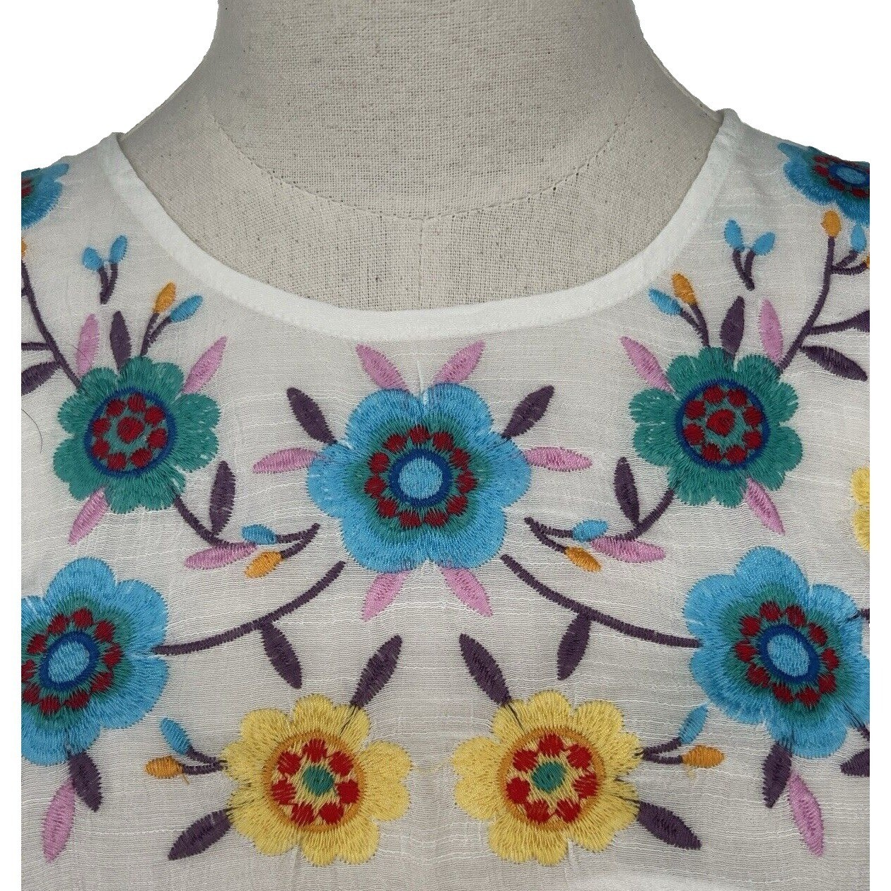 NEW Anthropologie Blu Pepper Women’s LARGE Embroidered Floral Dress Pink