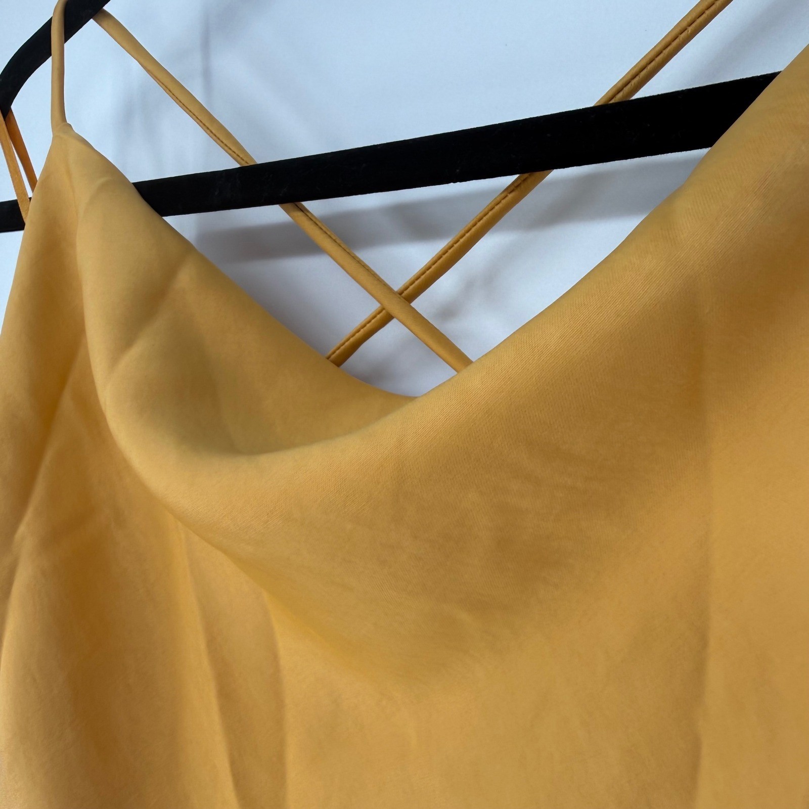 MESHKI SYDNEY STRAIGHT NECK SLIP MAXI DRESS YELLOW NWT XL SATIN WEDDING COCKTAIL
