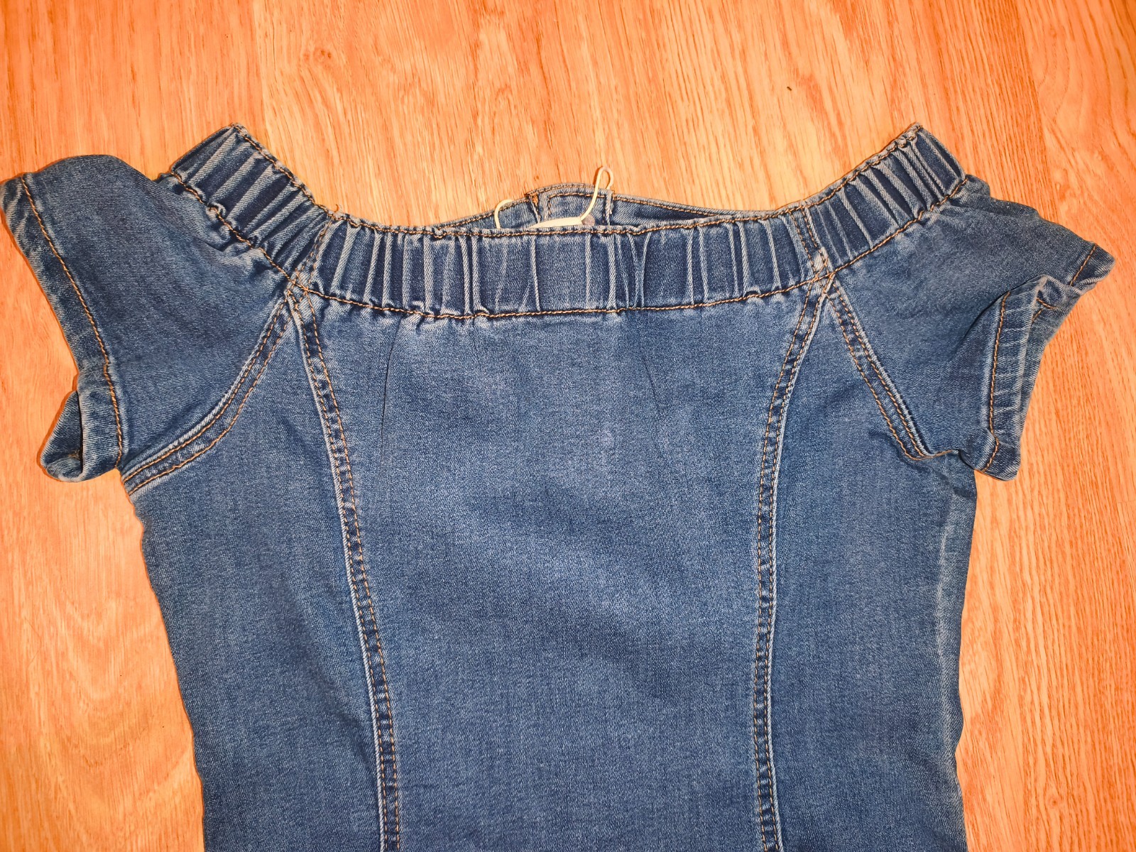 Original Denim Blue Denim Mini Dress – Distressed Detail with Belt, Size M/38