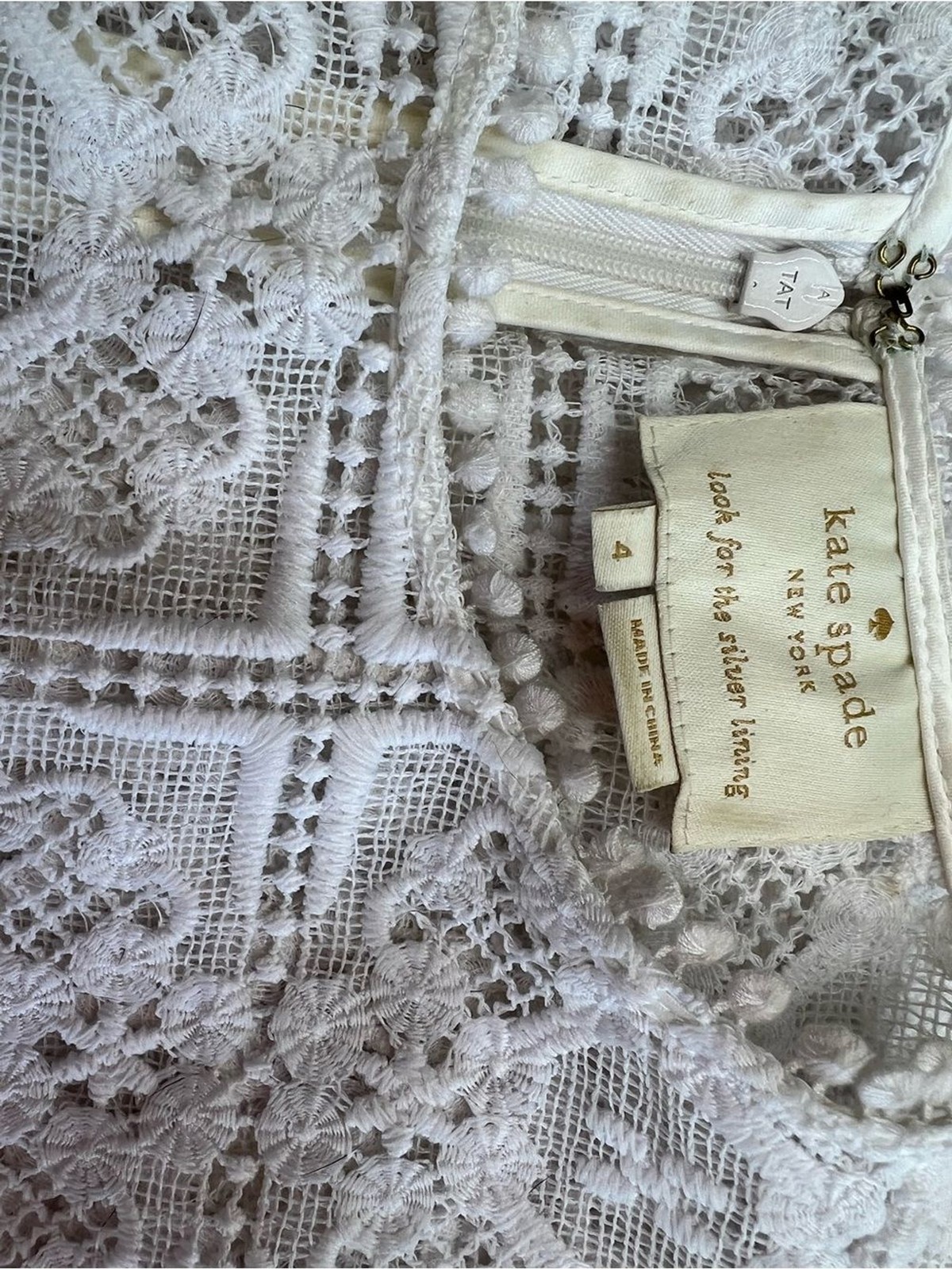 Kate Spade Lace Ruffle Hem Shift Dress in White Sz 4