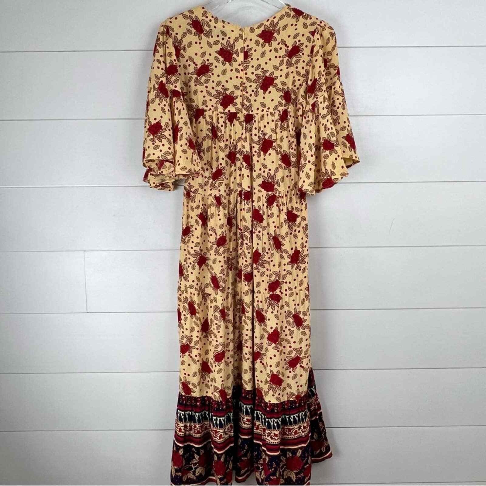 Faithfull The Brand Anthropologie Melia Midi Dress Women 4 Boho Rose Garden