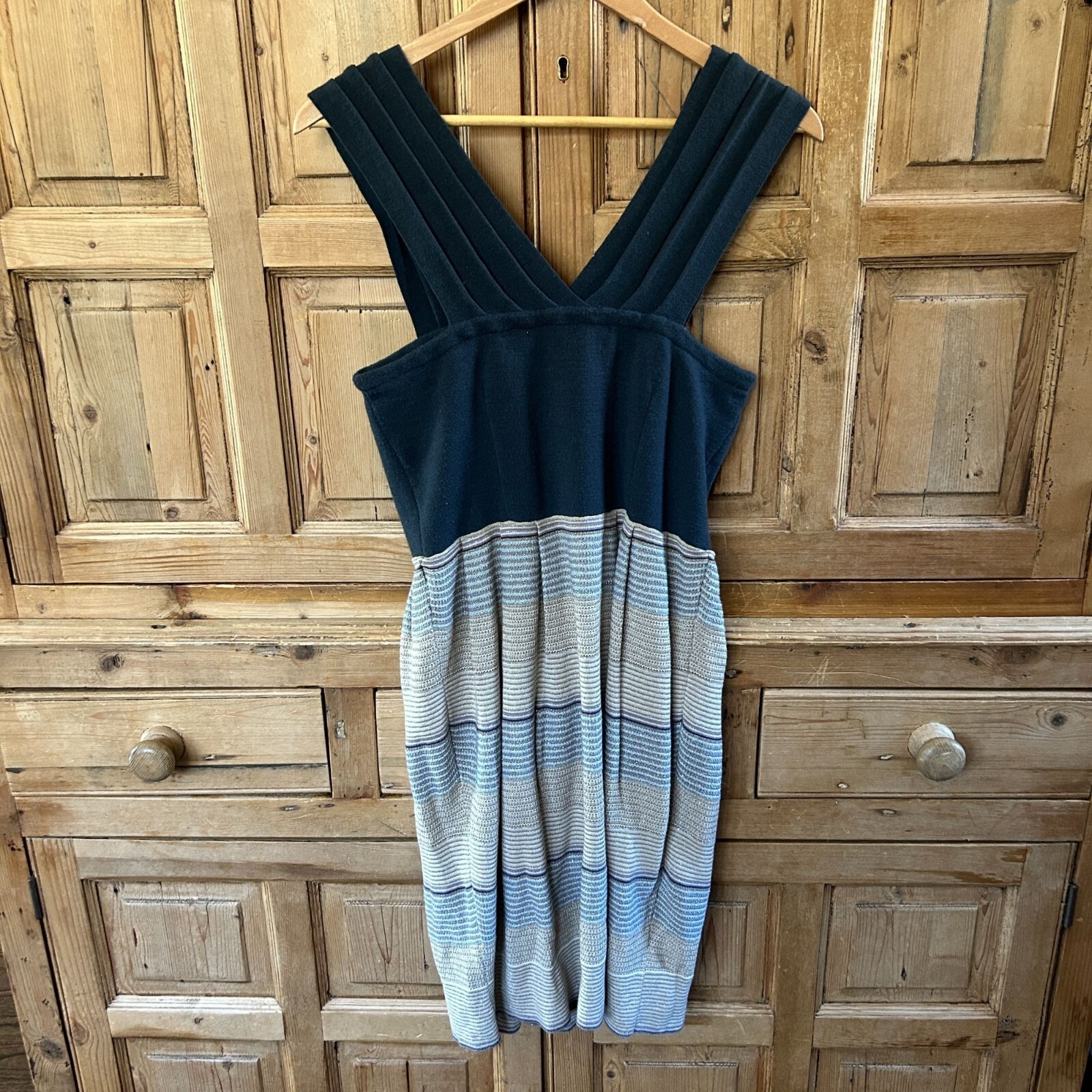 Knitted & Knotted Anthro Size Medium Dress V-Neck V-Back Glitter Striped NWT