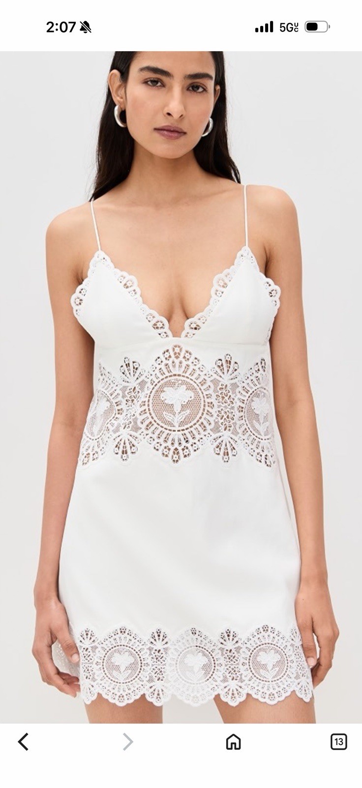 Retrofete Ivory Satin & Lace Full Slip Dress Spaghetti Straps Floral M