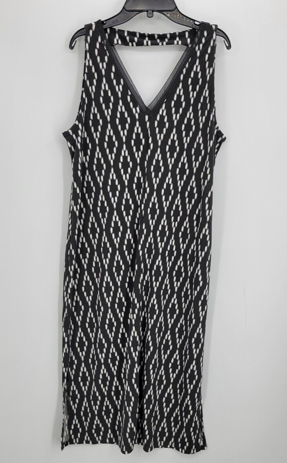 Banana Republic Dress Womens Medium Sleeveless Black Aztec Print V-Neck Boho