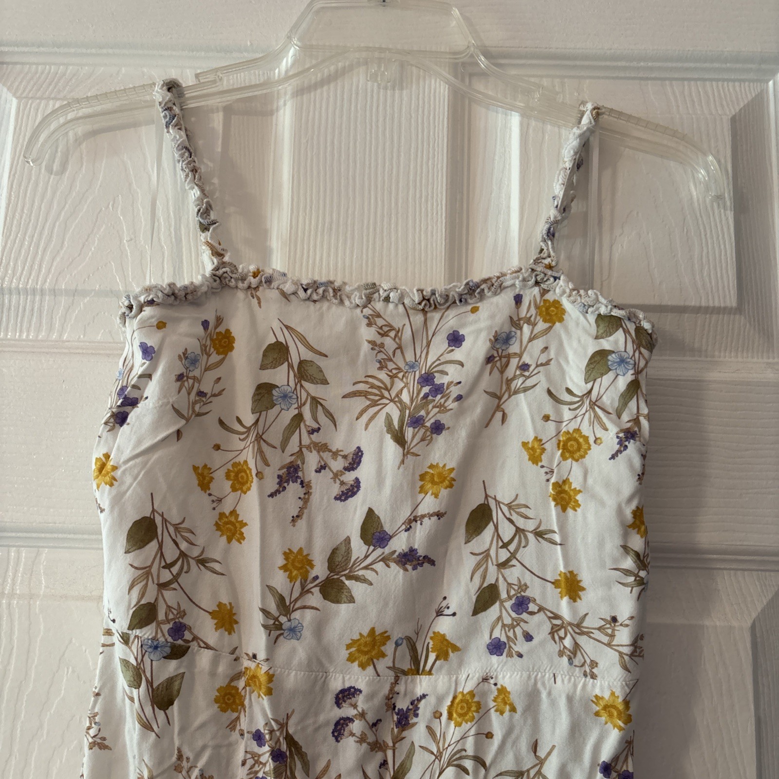 Blue Rain Women’s Dress Floral White Spring/Summer Dress Side Slit Size Small