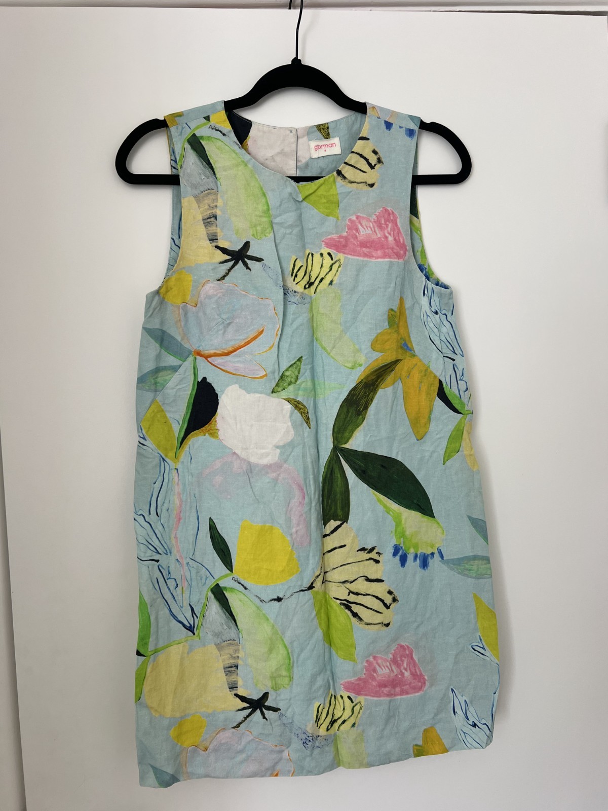 Gorman Australia Silk-Linen Blend Sleeveless Shift Dress Floral Print Size 6