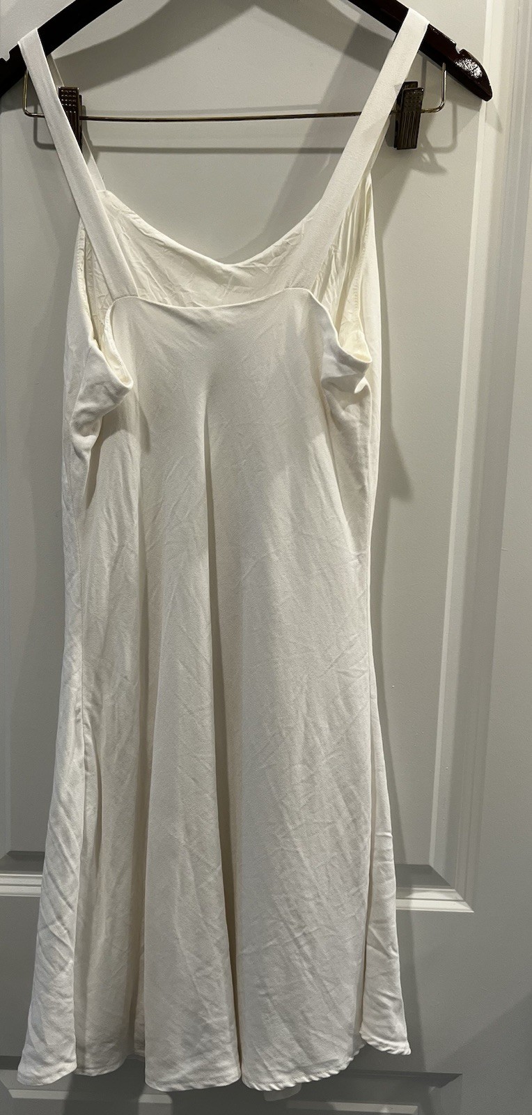 White Satin Slip Dress V Neck Spaghetti Strap Sleeveless Minimalist Midi Summer