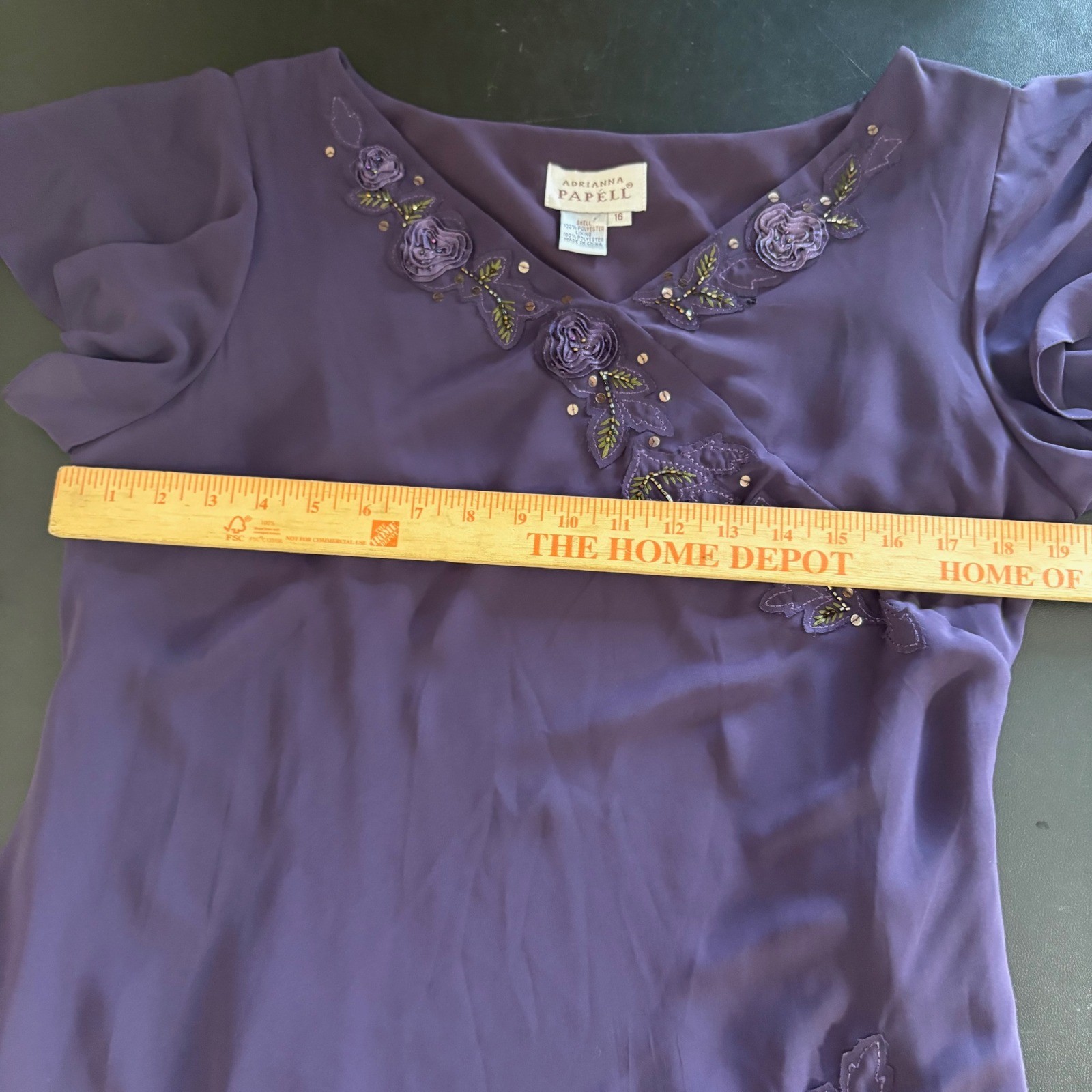 VTG Adrianna Papell Whimsigoth Beaded Floral Maxi Dress 22W Purple Fairy
