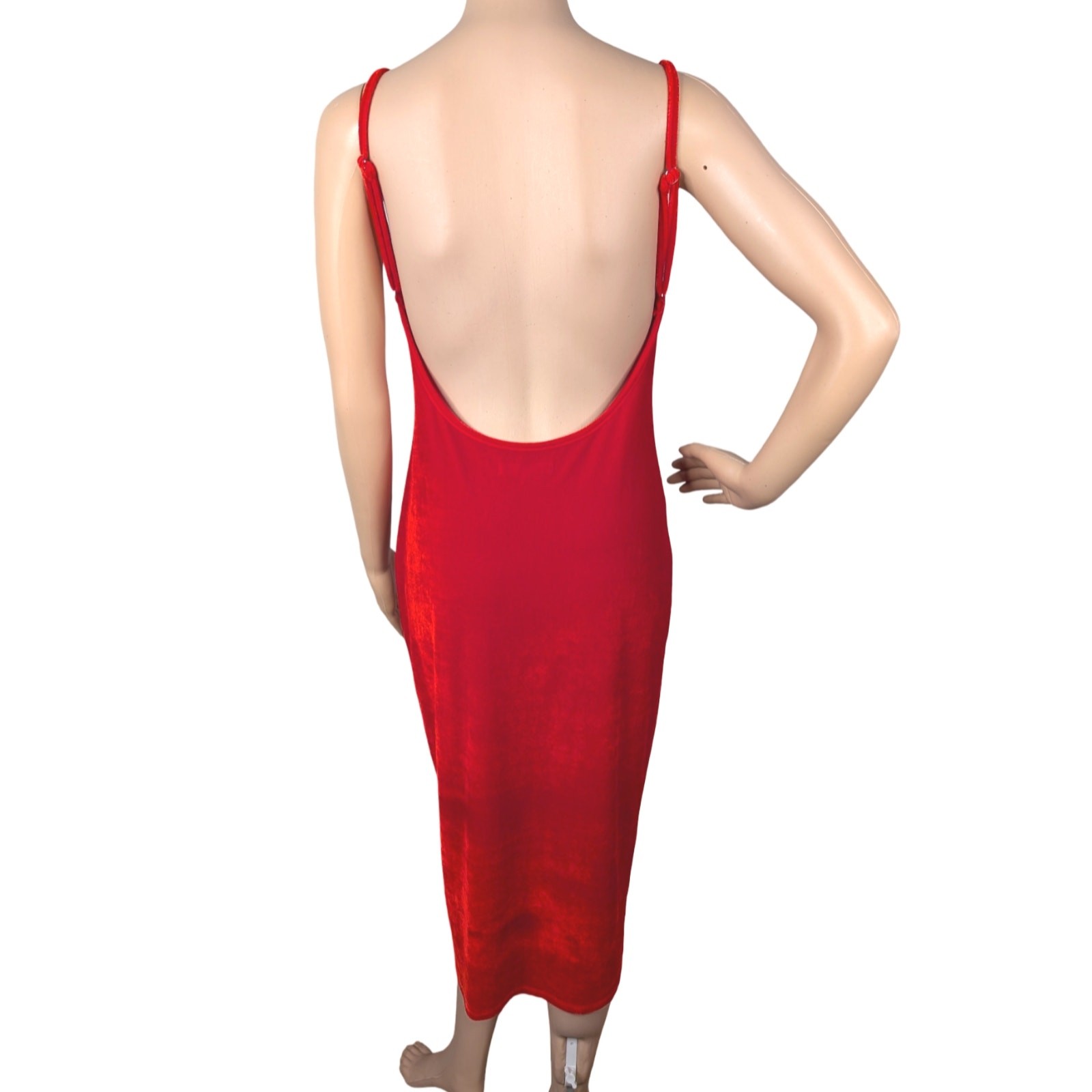 Reformation Merel Velvet Midi Slip Dress M Cherry Red Backless Open Back Holiday